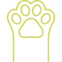 Paw print symbol representing pet care and love.